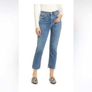 COPY - Agolde Riley hight waist crop straight leg jean (frequency)